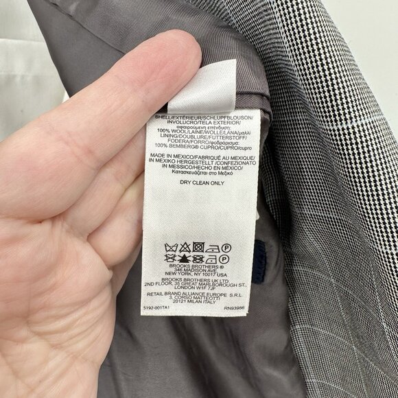 BROOKS BROTHERS 346fitzgerald fit jacket blazer sport coat plaid 100% wool 44L - Picture 9 of 9